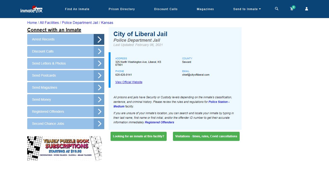 City of Liberal Jail & Inmate Search - Liberal, KS