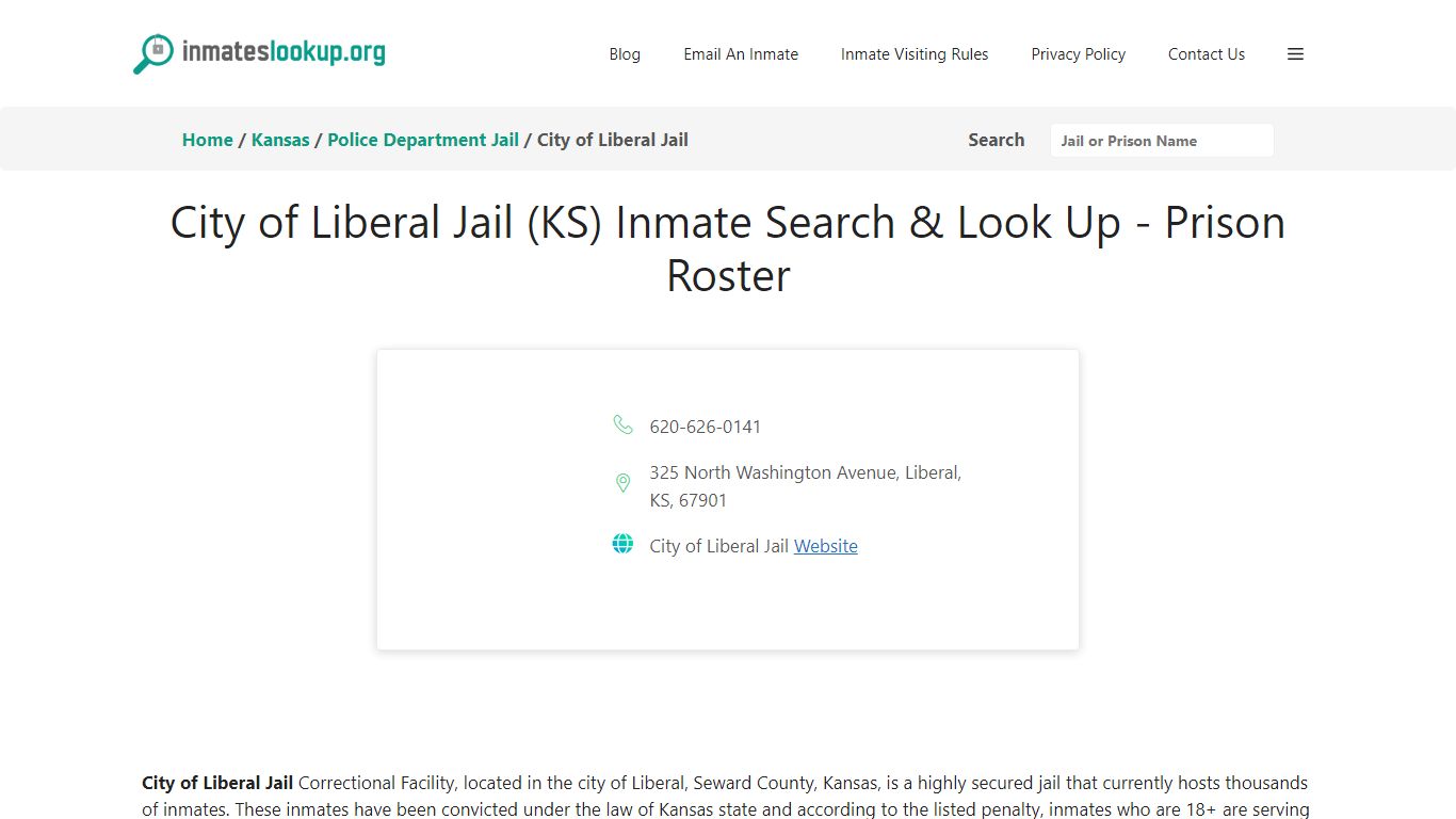 City of Liberal Jail (KS) Inmate Search & Look Up - Prison Roster